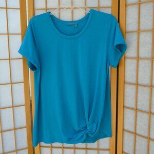 FRESH PRODUCE Noa T 'Seaport' blue fixed knot cotton blend *EUC